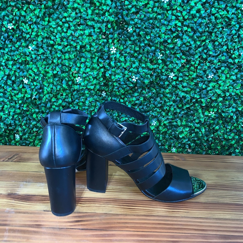 Top Shop- Stylish Black Block HeeL peep toe mirror